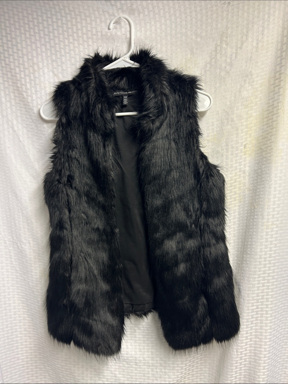 White House, Black Market Faux Fur Black Sleeveless Vest.